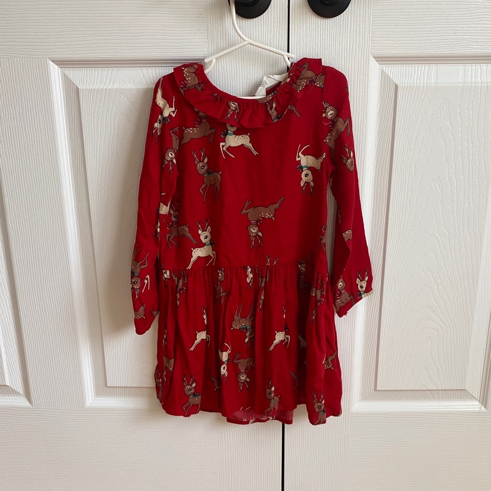 H&M Red Kids Dress with Reindeer Print